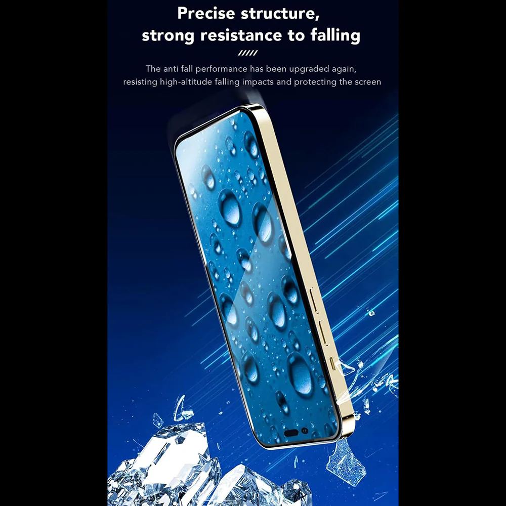 Anank 3X Reinforced Screen Protector Film for Apple iPhone 14 Pro, Tempered Glass, Full Glue, 2.5D, Black - Image 3