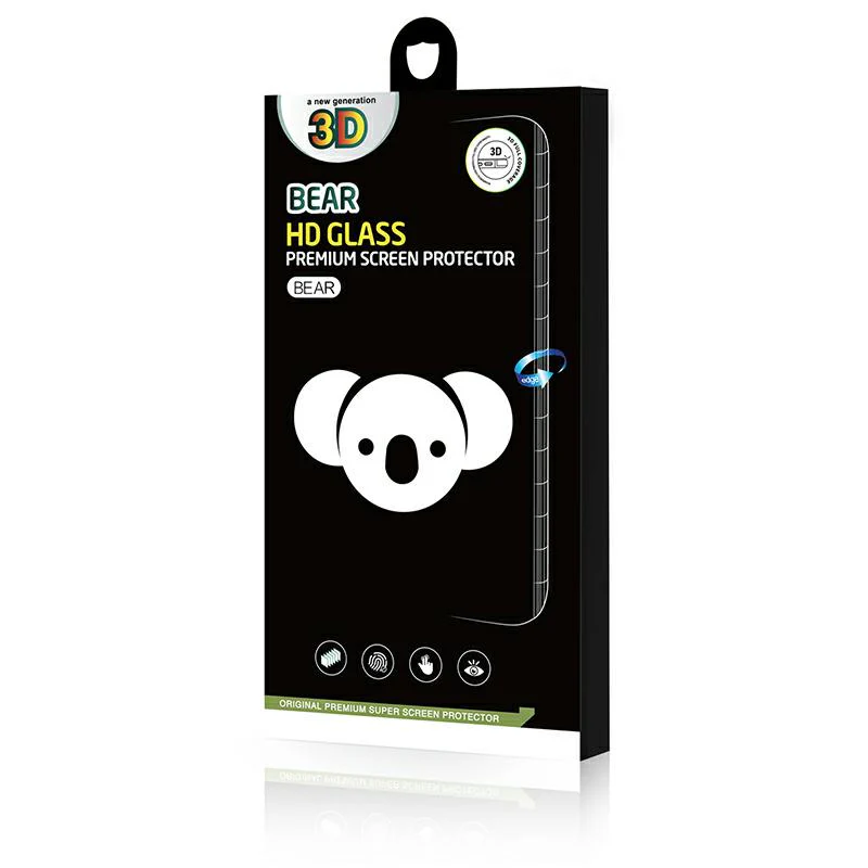 Bear HD Screen Protector for Apple iPhone 16, Tempered Glass, Full Glue, Black - Image 2
