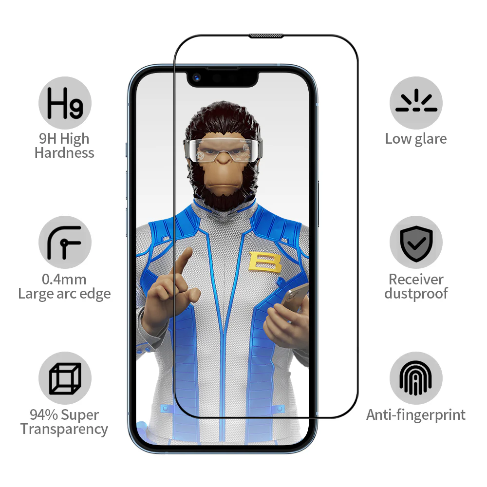 Blueo Anti-Reflective HD Screen Protector with Applicator Pro for Apple iPhone 16 / 15, Tempered Glass, Full Glue, Black - Image 5