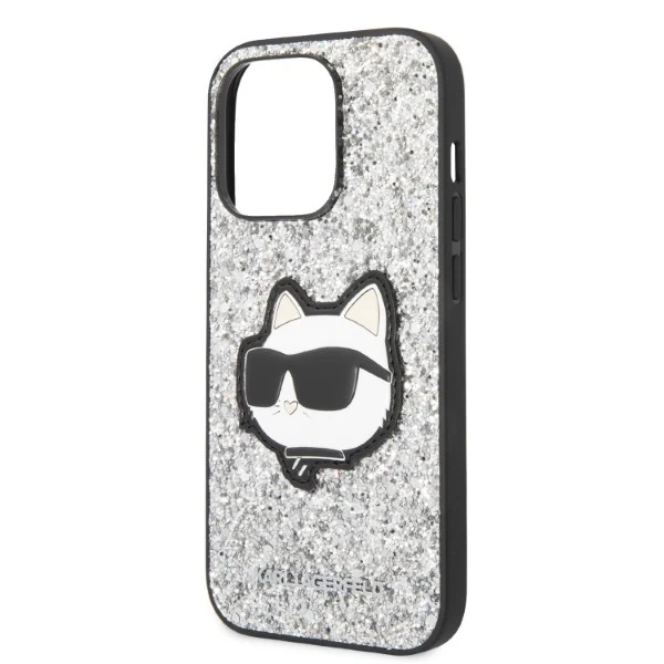 Case for Apple iPhone 14 Pro, Karl Lagerfeld, Glitter Choupette Patch, Silver - Image 5