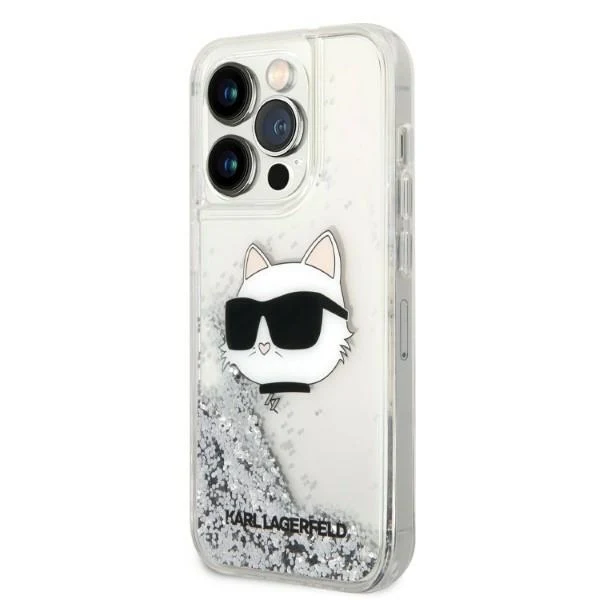 Case for Apple iPhone 14 Pro, Karl Lagerfeld, Glitter Choupette's Head, Silver - Image 3