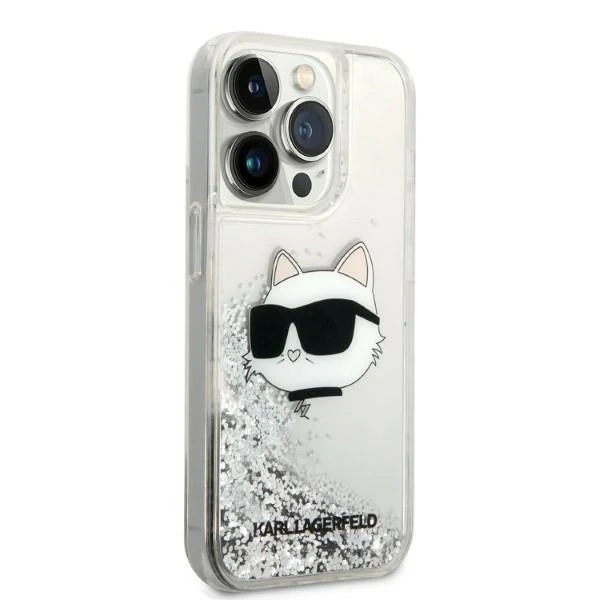 Case for Apple iPhone 14 Pro, Karl Lagerfeld, Glitter Choupette's Head, Silver - Image 5