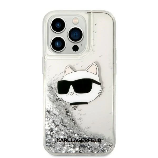 Case for Apple iPhone 14 Pro, Karl Lagerfeld, Glitter Choupette's Head, Silver - Image 7
