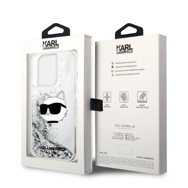 Case for Apple iPhone 14 Pro, Karl Lagerfeld, Glitter Choupette's Head, Silver - Image 8