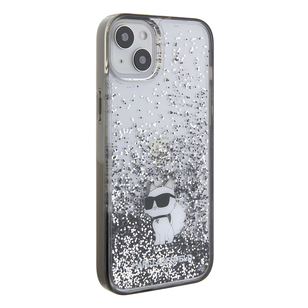 Case for Apple iPhone 15 Plus, Karl Lagerfeld, Liquid Glitter Choupette, Transparent - Image 2