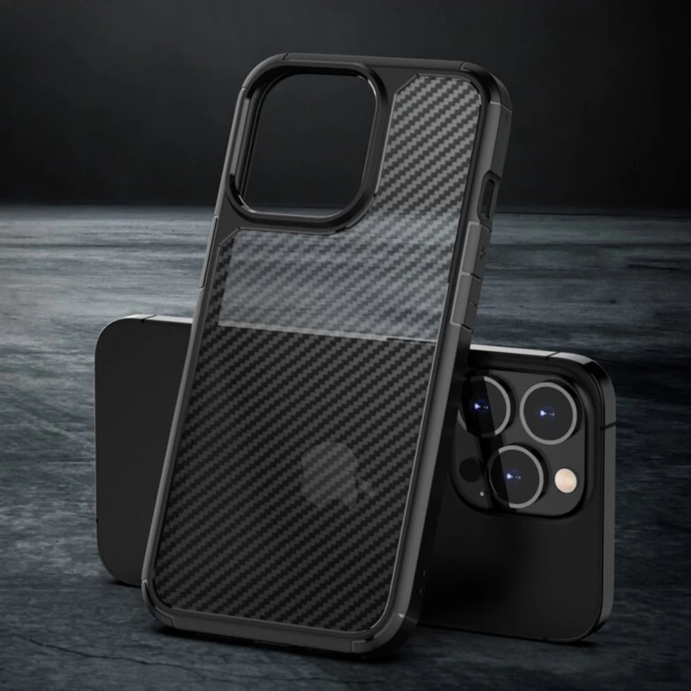 Case for Apple iPhone 15 Pro Max, Techsuit, CarbonFuse, Black - Image 2