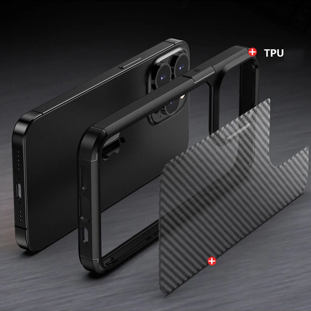 Case for Apple iPhone 15 Pro Max, Techsuit, CarbonFuse, Black - Image 3