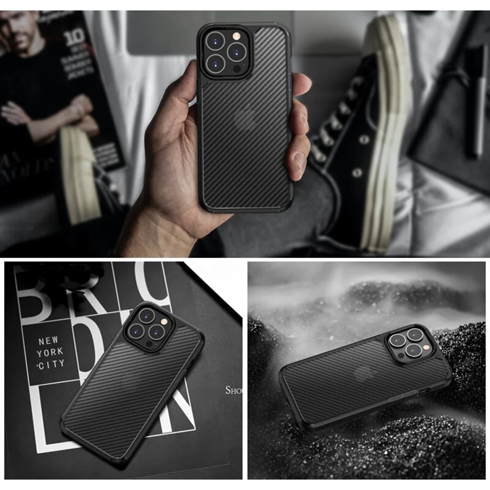 Case for Apple iPhone 15 Pro Max, Techsuit, CarbonFuse, Black - Image 5