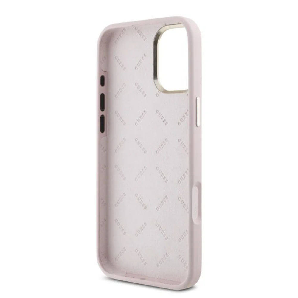 Case for Apple iPhone 16 Plus, Guess, Script Metal Logo & Frame, Pink - Image 6