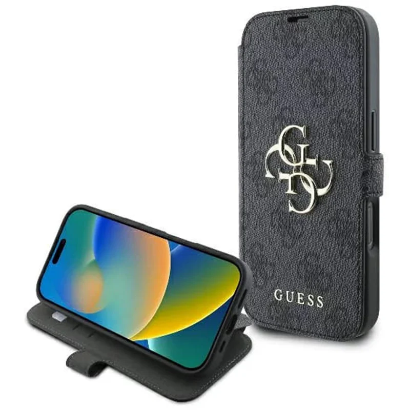 Case for Apple iPhone 16 Pro, Guess, 4G Book, Black