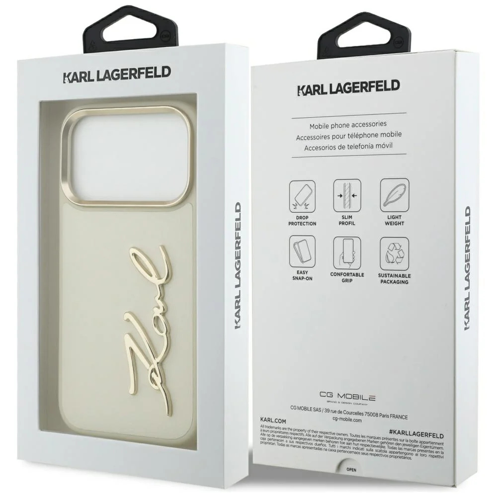Case for Apple iPhone 17 Pro Max, Karl Lagerfeld, Script Logo, Beige - Image 7