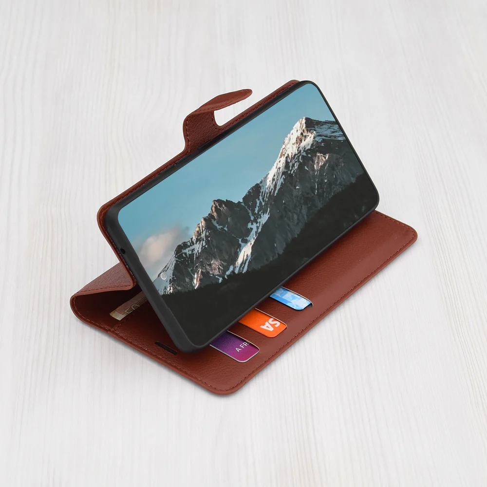 Case for Samsung Galaxy A06 A065, Techsuit, Leather Folio, Brown - Image 2