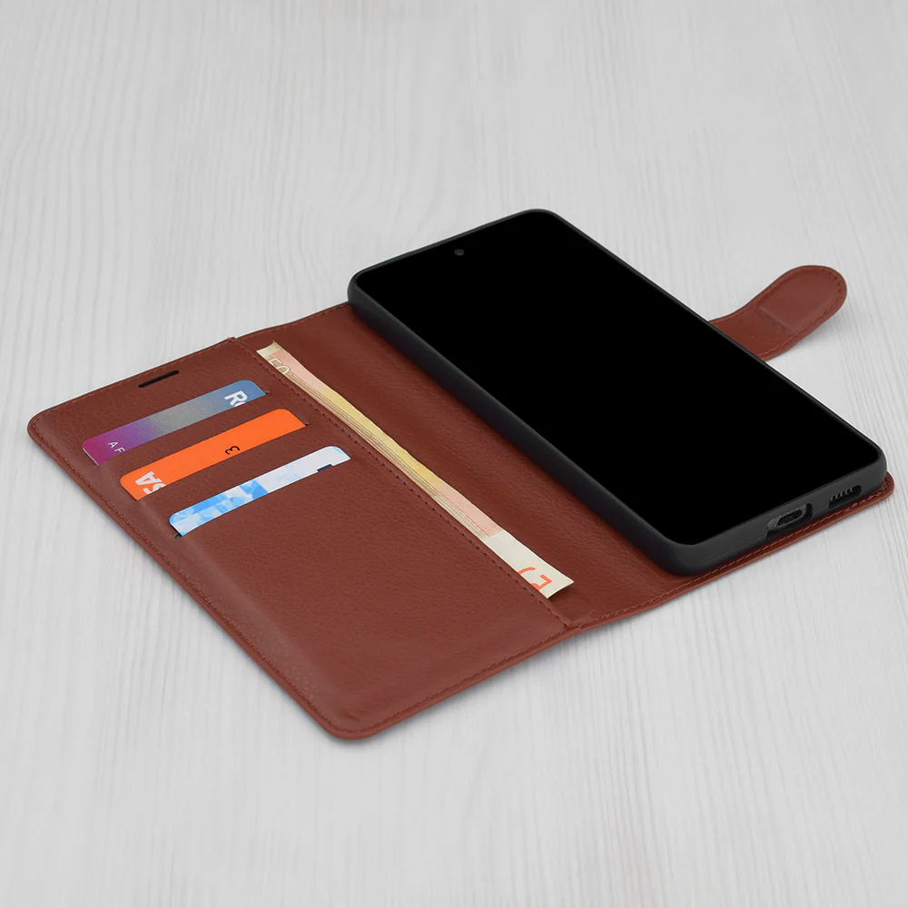 Case for Samsung Galaxy A06 A065, Techsuit, Leather Folio, Brown - Image 3