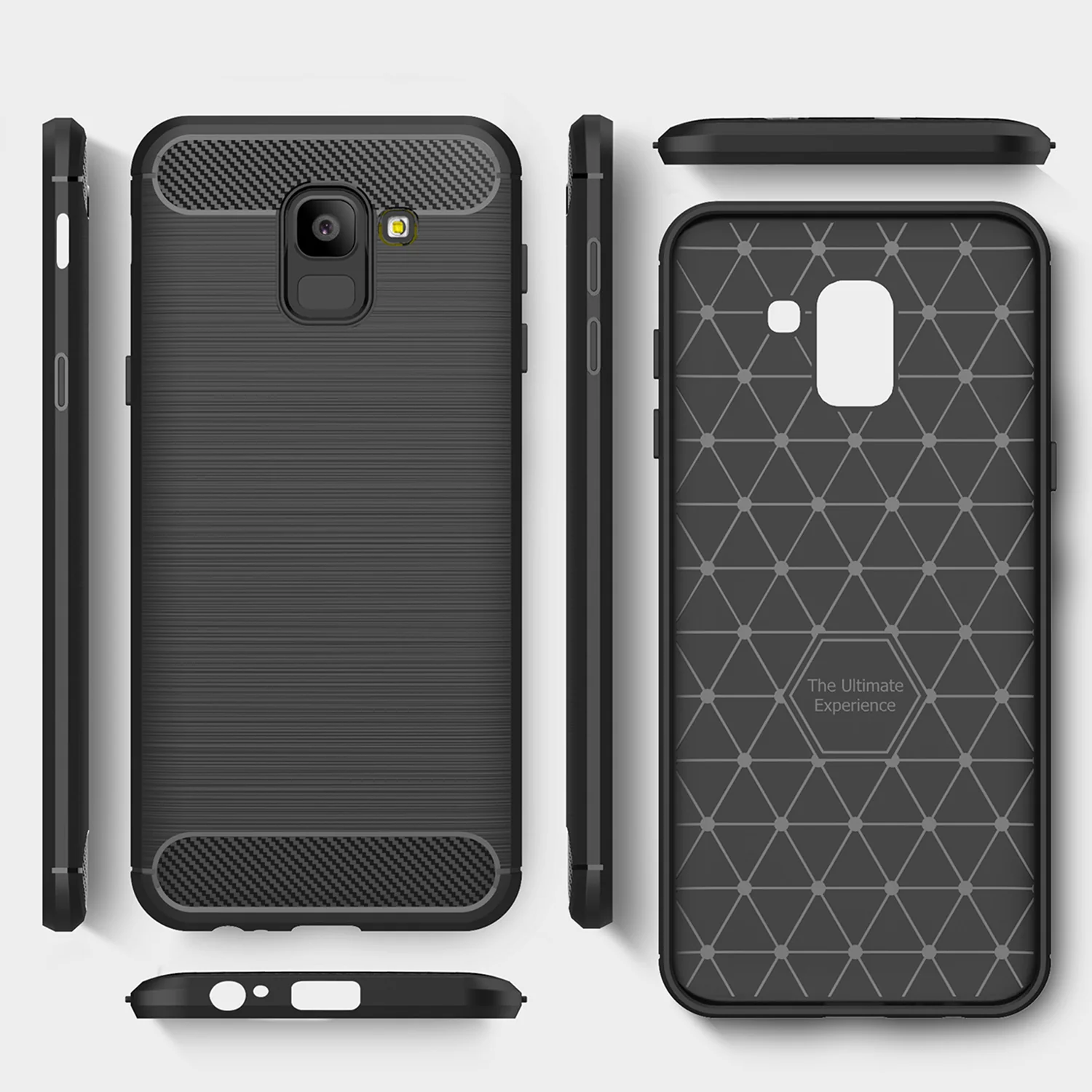Case for Samsung Galaxy J6 J600, Techsuit, Carbon, Black - Image 2