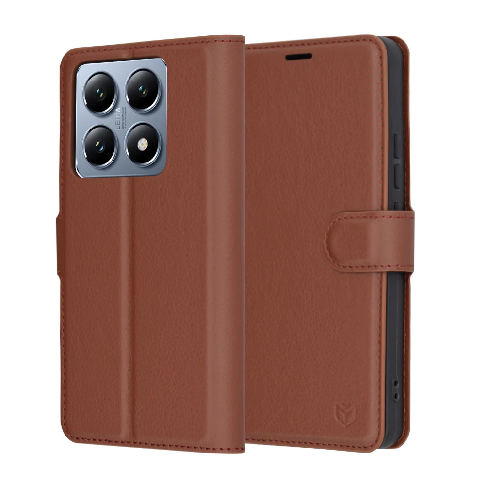 Case for Xiaomi 14T Pro, Techsuit, Leather Folio, Brown