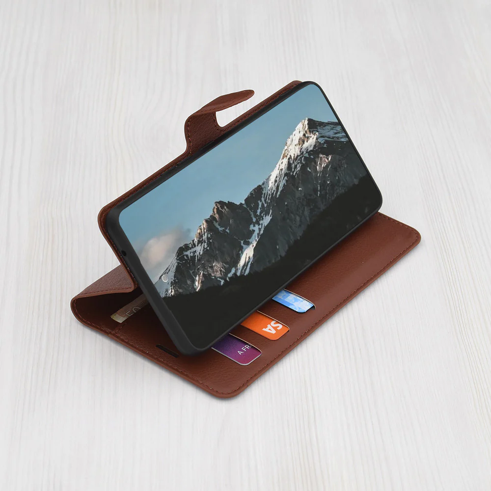 Case for Xiaomi Poco F6, Techsuit, Leather Folio, Brown - Image 2