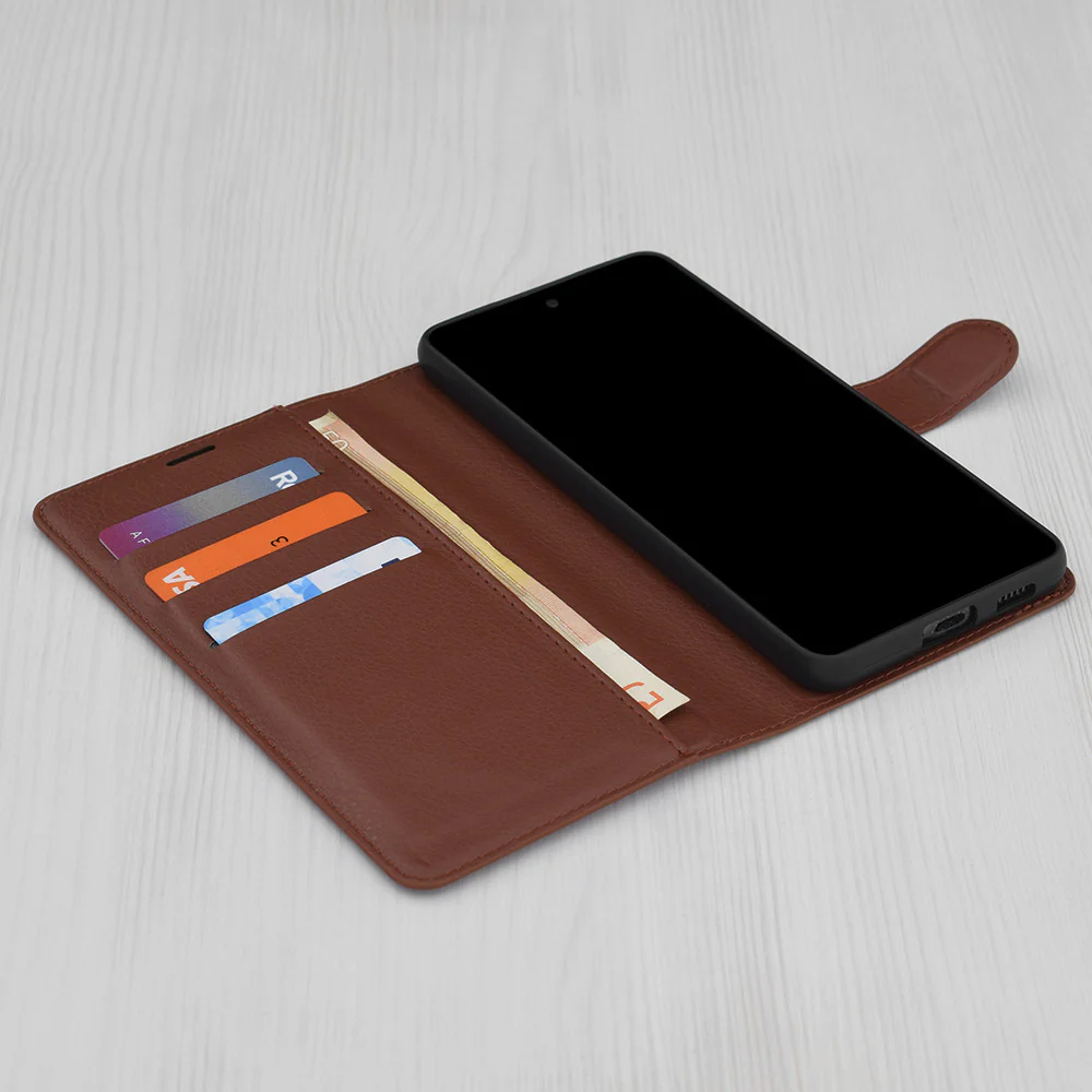 Case for Xiaomi Poco F6, Techsuit, Leather Folio, Brown - Image 3
