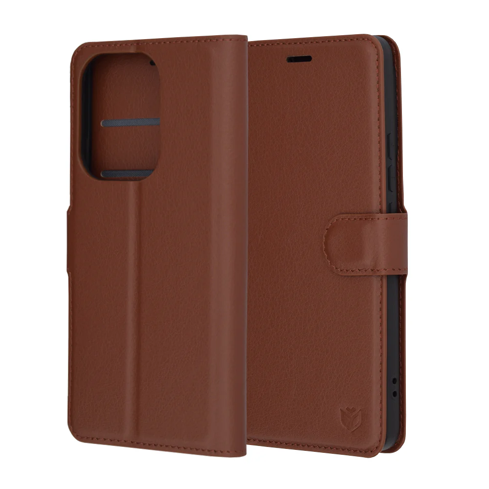 Case for Xiaomi Poco F6, Techsuit, Leather Folio, Brown - Image 6