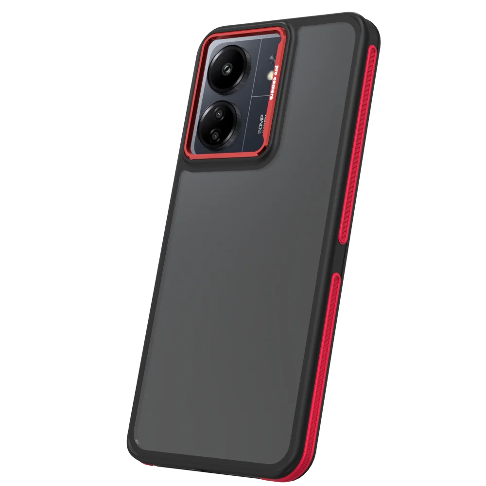 Case for Xiaomi Poco M6 / Redmi 13C 5G, OEM, Crystal Black, Red - Image 2