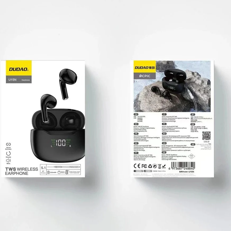 Dudao U15N Bluetooth Handsfree, TWS, Black - Image 2