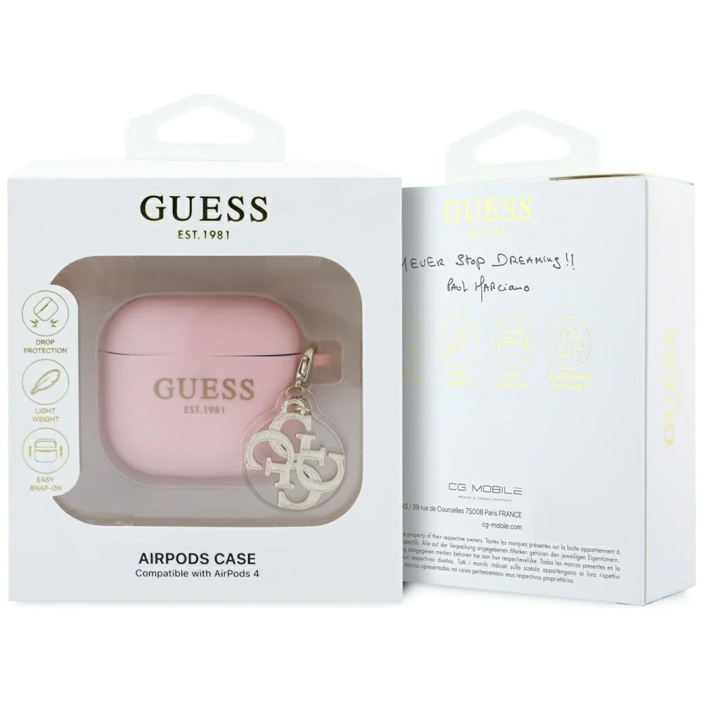Guess W/4G Charm Case for Apple AirPods 4, Pink - Image 3