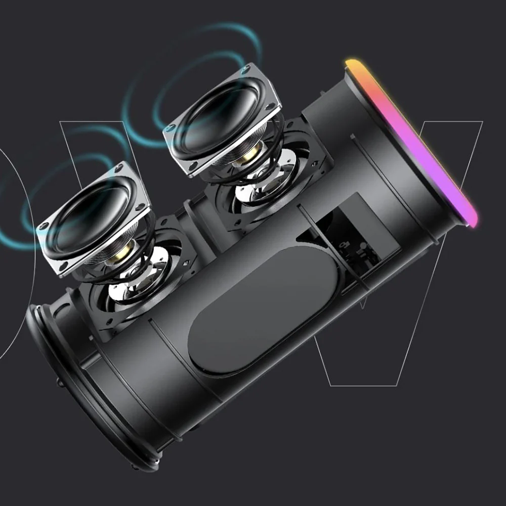 HAVIT SK833BT Portable Bluetooth Speaker, 2 x 10W, RGB, Waterproof, Black - Image 6