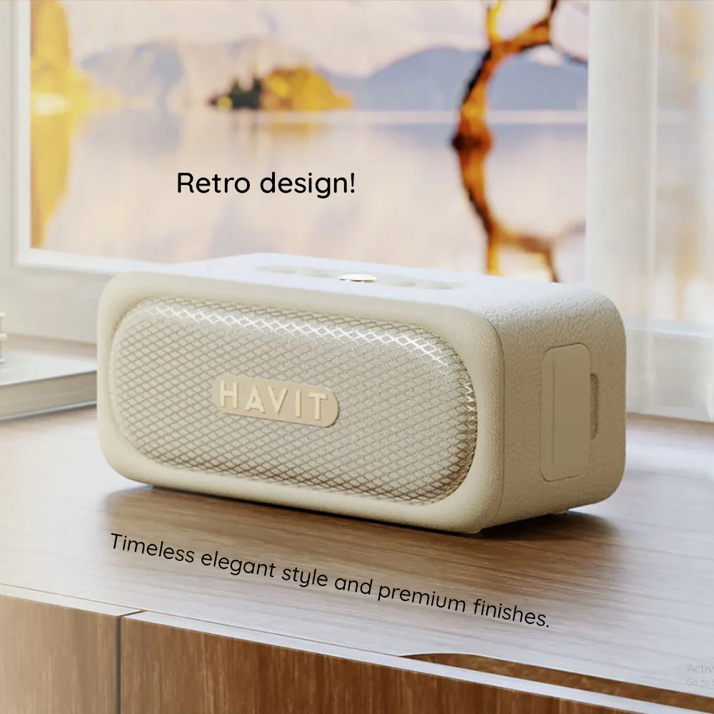 HAVIT SK905BT Bluetooth Speaker, 20W, Waterproof, Beige - Image 5
