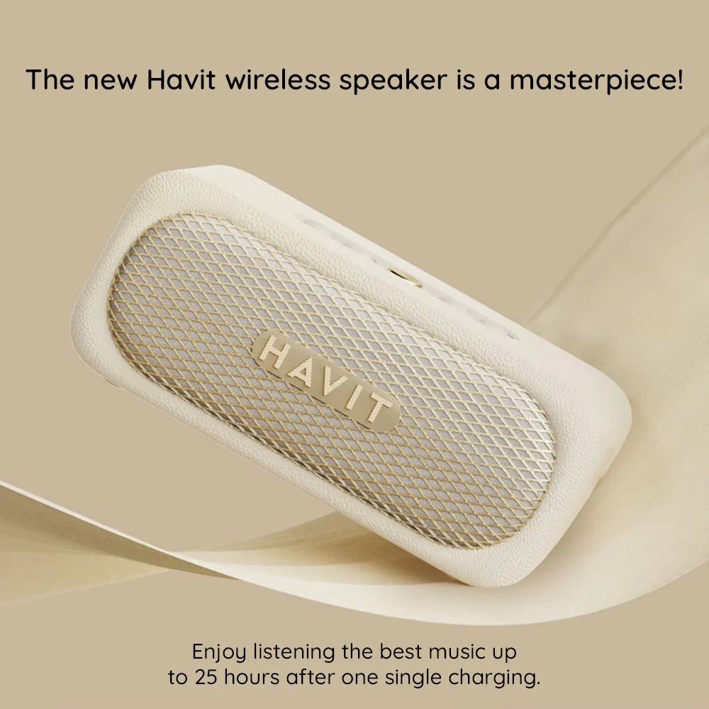 HAVIT SK905BT Bluetooth Speaker, 20W, Waterproof, Beige - Image 6