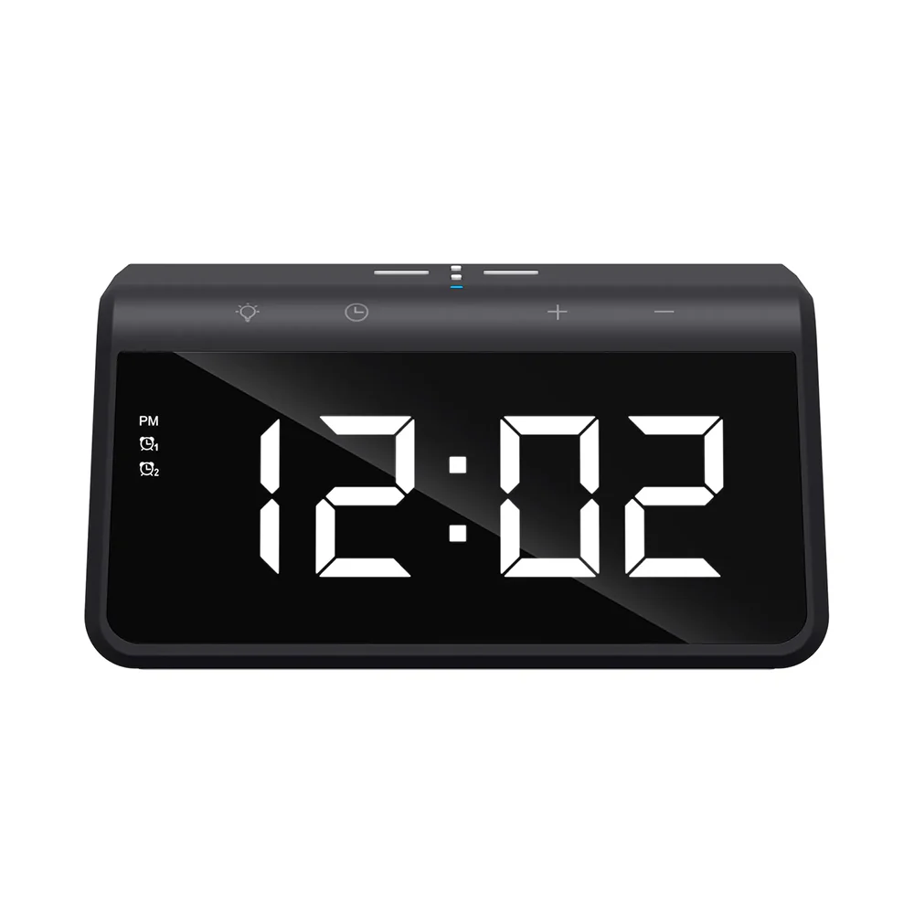HAVIT W320 Digital Clock with QI Wireless Charging, Black - Image 4
