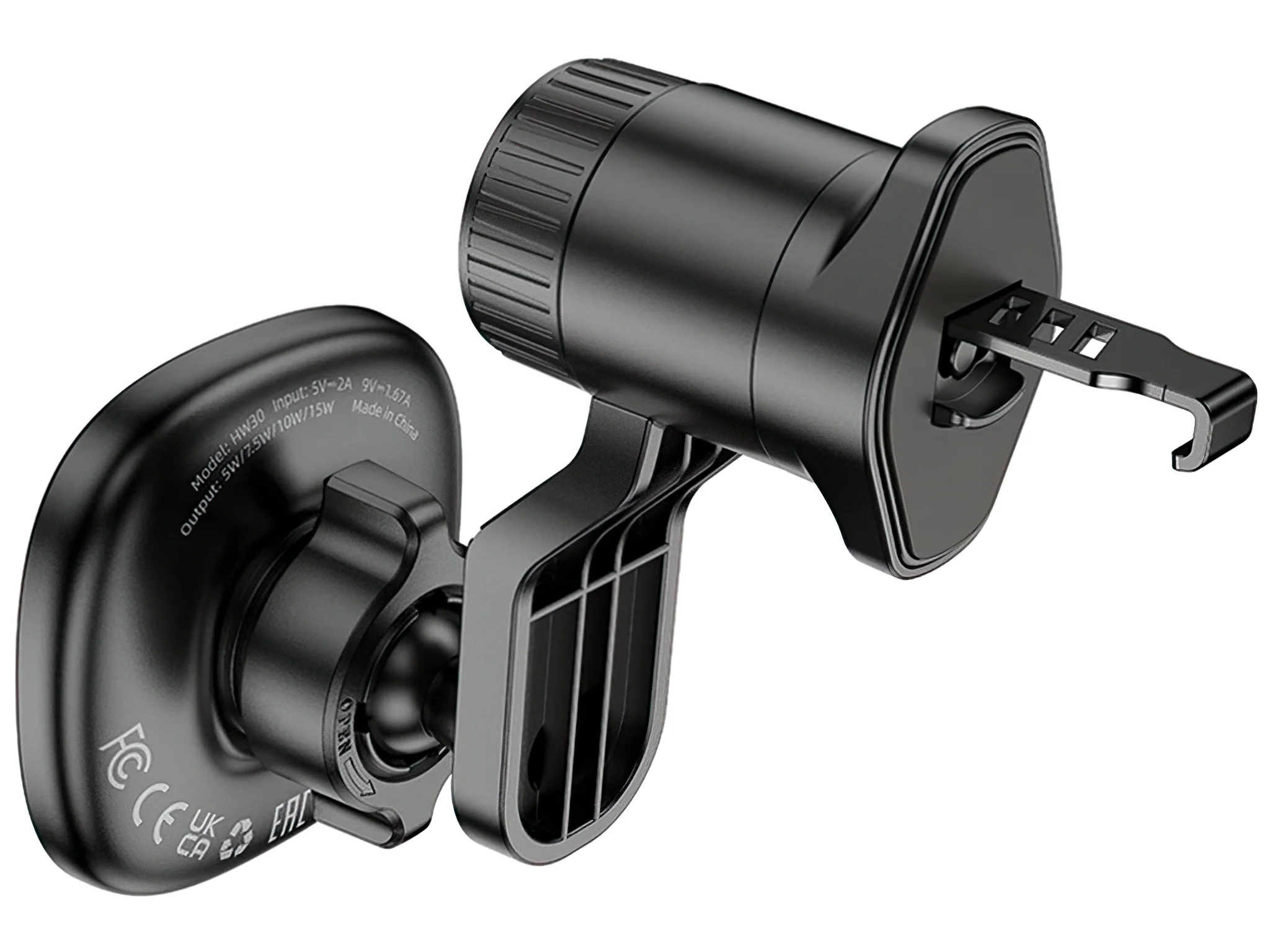 HOCO HW30 Wireless Car Charger, 15W, 1.67A, Black - Image 5