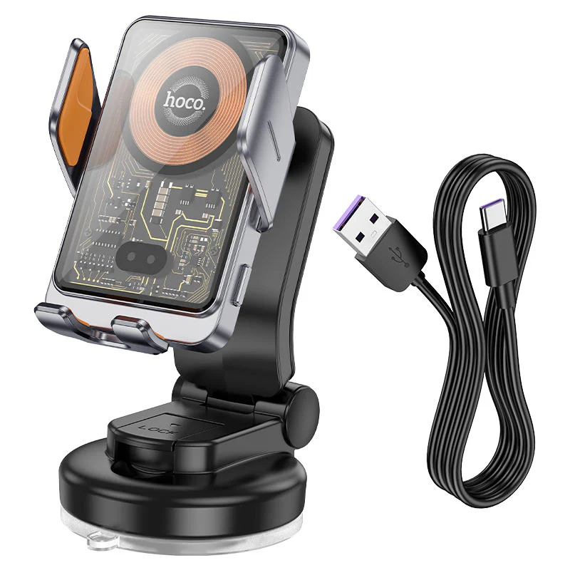 HOCO HW8 Wireless Car Charger, 15W, 1.67A, Black - Image 6
