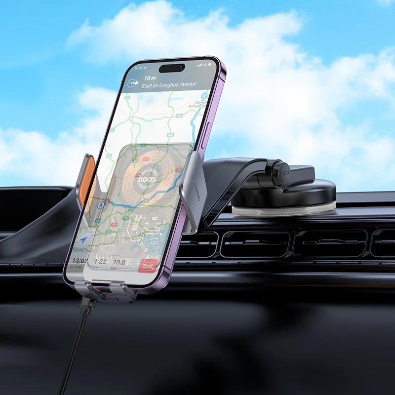 HOCO HW8 Wireless Car Charger, 15W, 1.67A, Black - Image 8