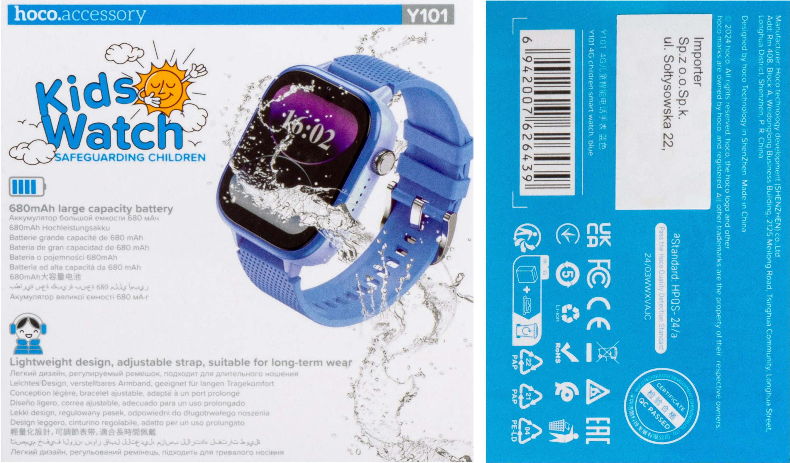 HOCO Y101 Kids Call Smartwatch, Blue - Image 5