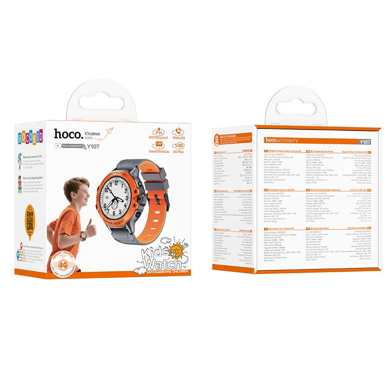 HOCO Y107 Kids Call Smartwatch, Orange - Image 5