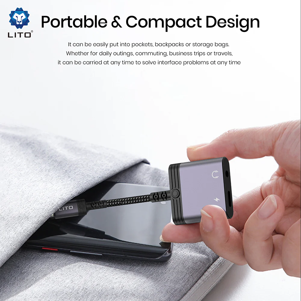Lightning Audio Adapter - Lightning / 3.5mm Lito LA04L, Black - Image 6