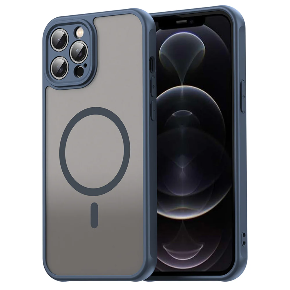 MagSafe Case for Apple iPhone 12 Pro, Techsuit, HaloFrost II, Navy Blue