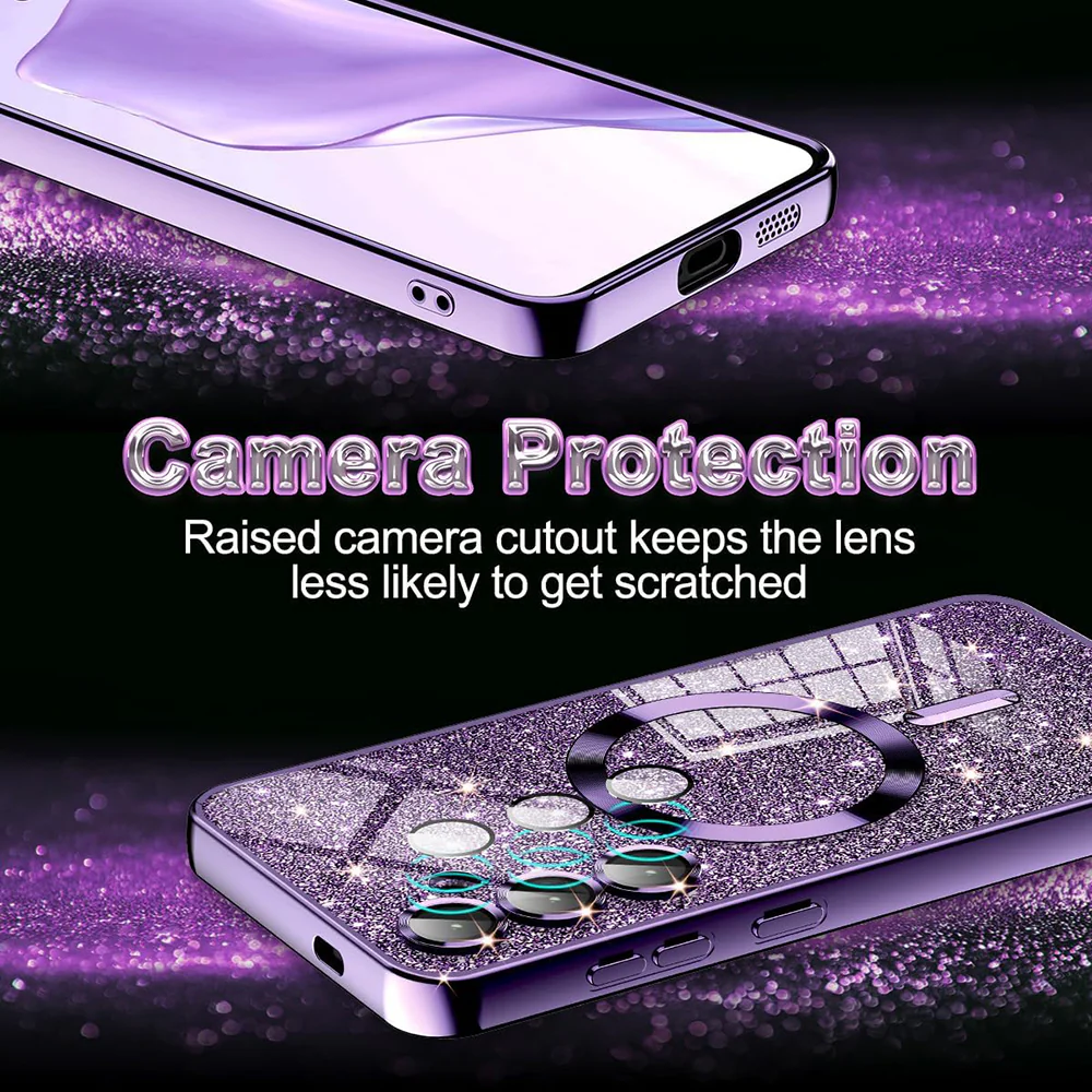 MagSafe Case for Apple iPhone 14 Pro, Techsuit, Luxury Glitter, Dark Blue - Image 6
