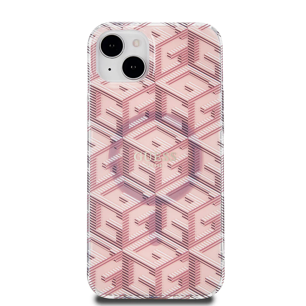 MagSafe Case for Apple iPhone 15, Guess, IML Gcube, Pink - Image 3