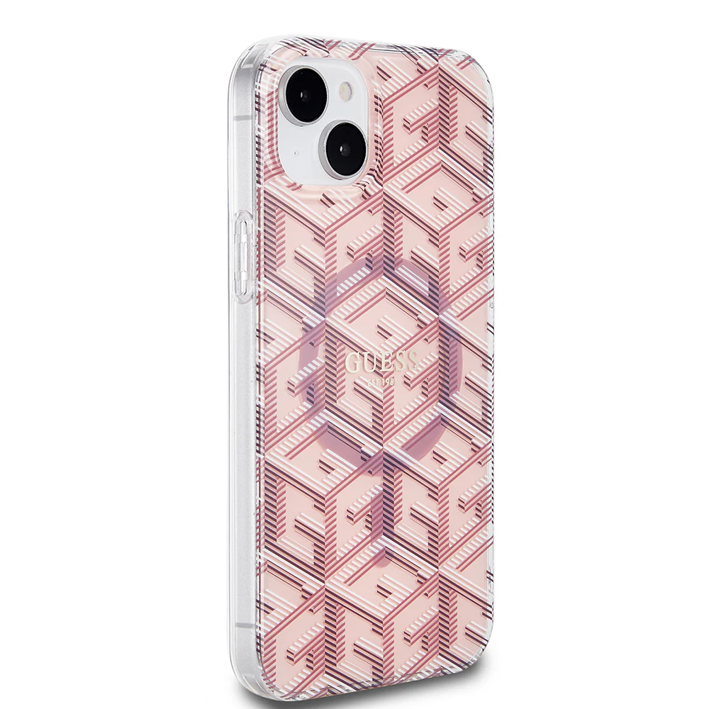 MagSafe Case for Apple iPhone 15, Guess, IML Gcube, Pink - Image 4
