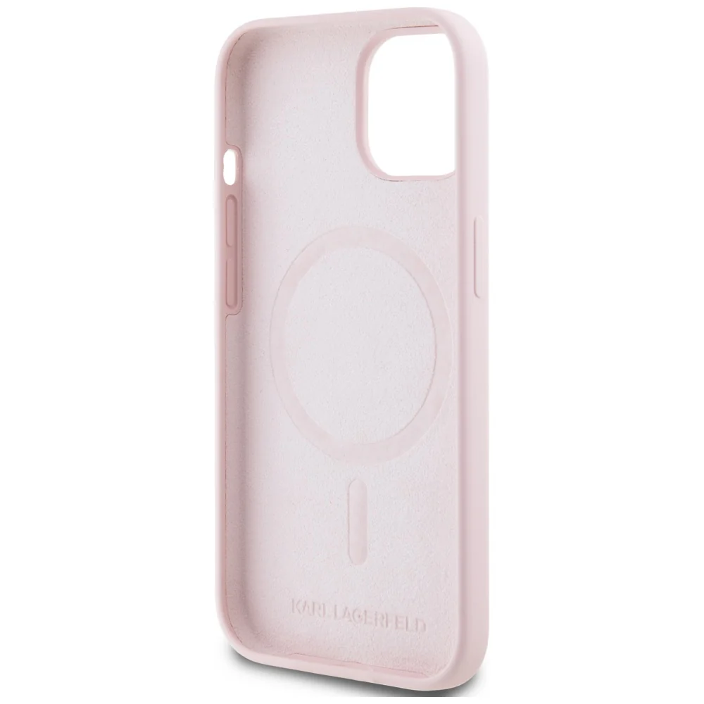 MagSafe Case for Apple iPhone 15 Plus, Karl Lagerfeld, Karl & Choupette Silicone, Pink - Image 6