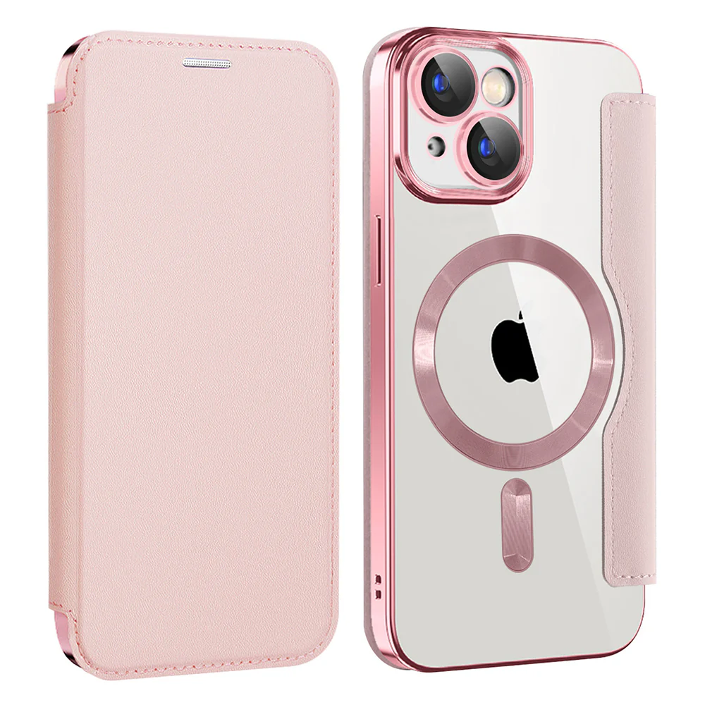 MagSafe Case for Apple iPhone 15 Plus, Techsuit, SmartMag Book, Pink - Image 2