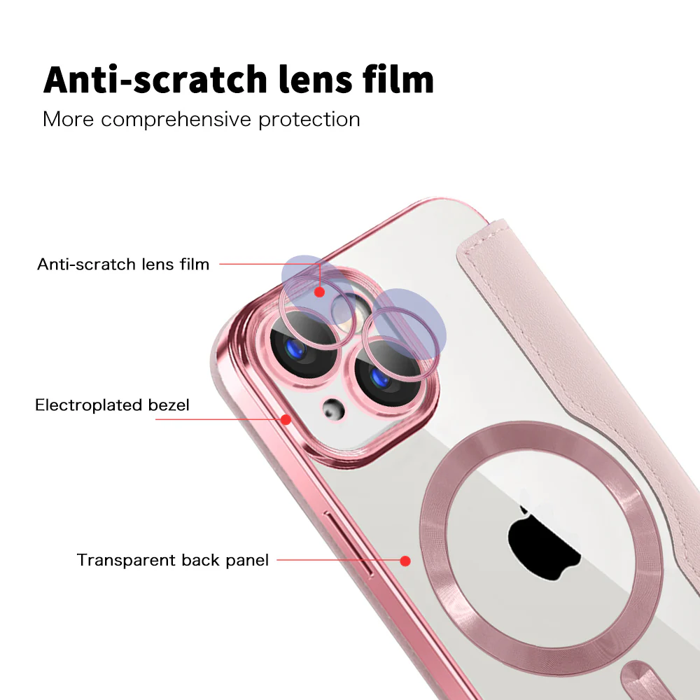 MagSafe Case for Apple iPhone 15 Plus, Techsuit, SmartMag Book, Pink - Image 3