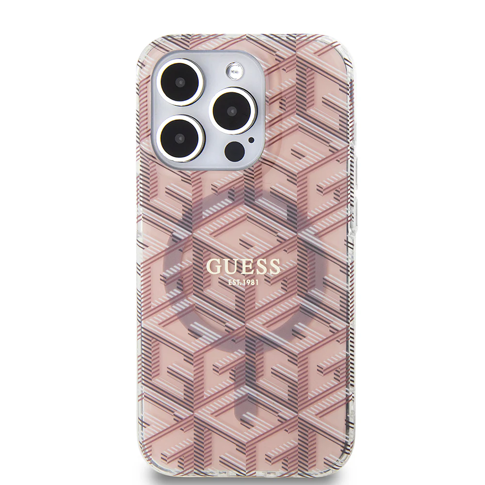 MagSafe Case for Apple iPhone 15 Pro, Guess, IML Gcube, Pink - Image 3