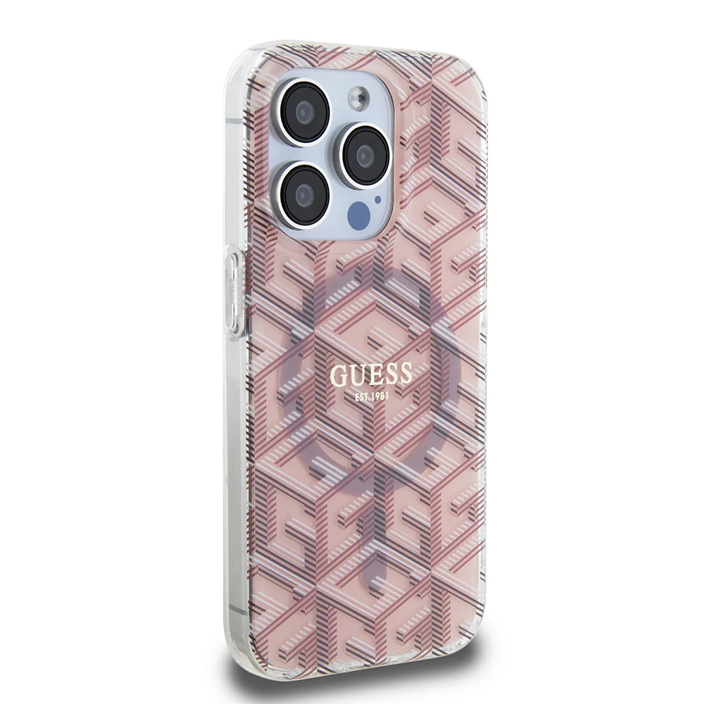 MagSafe Case for Apple iPhone 15 Pro, Guess, IML Gcube, Pink - Image 4