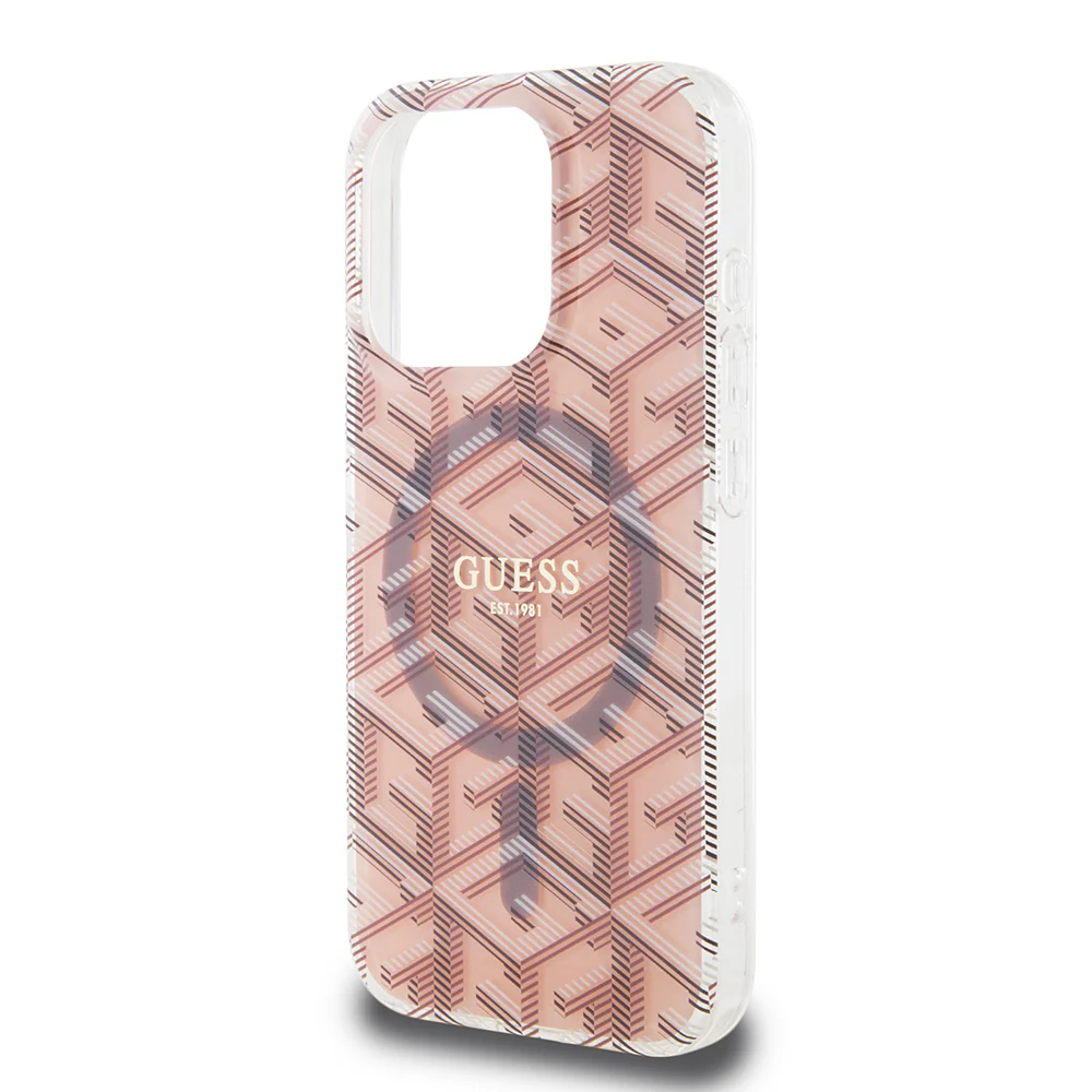 MagSafe Case for Apple iPhone 15 Pro, Guess, IML Gcube, Pink - Image 5