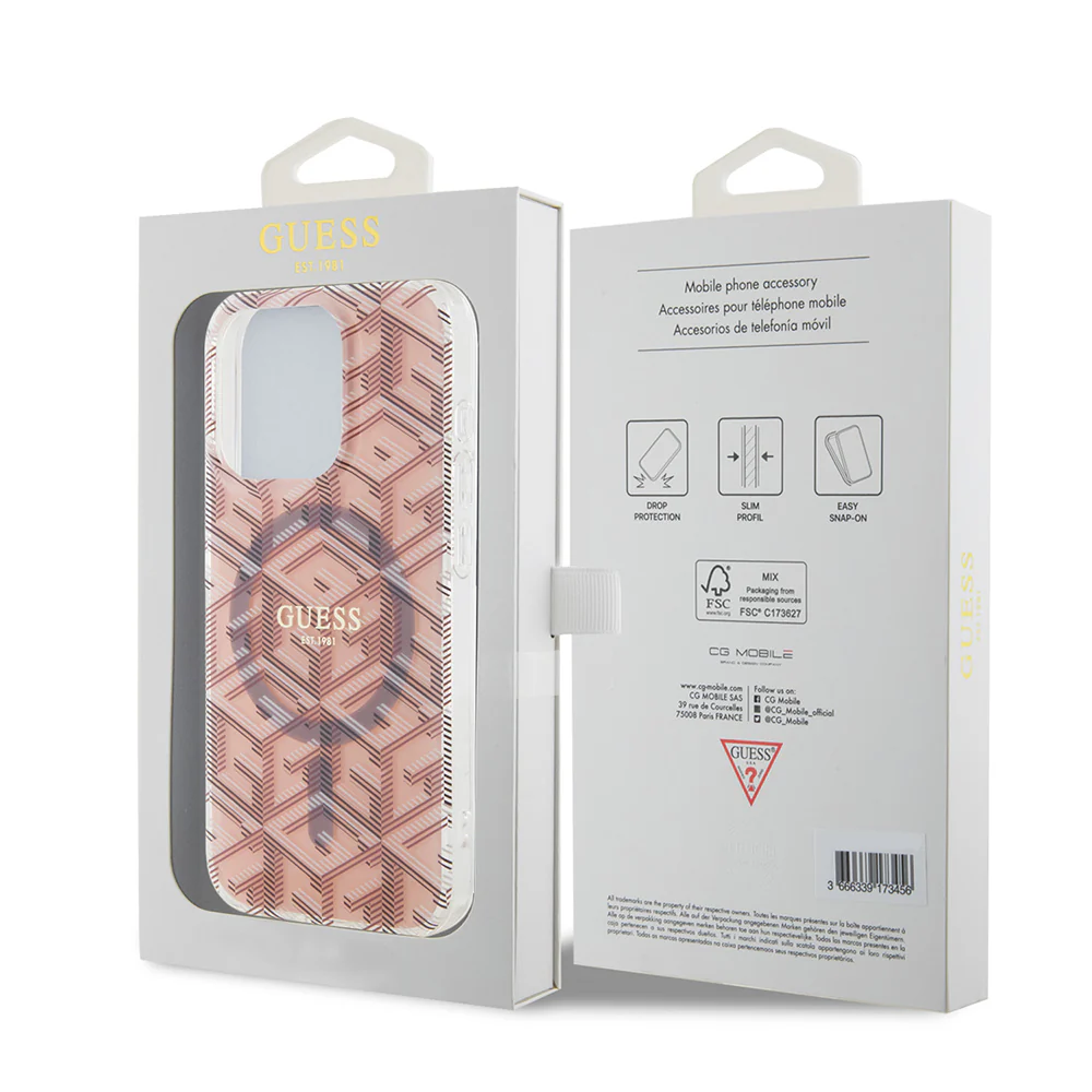 MagSafe Case for Apple iPhone 15 Pro, Guess, IML Gcube, Pink - Image 7