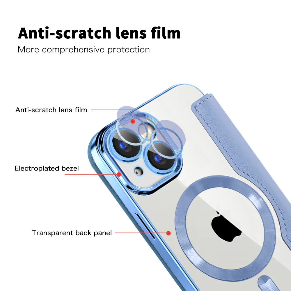 MagSafe Case for Apple iPhone 15, Techsuit, SmartMag Book, Blue - Image 3