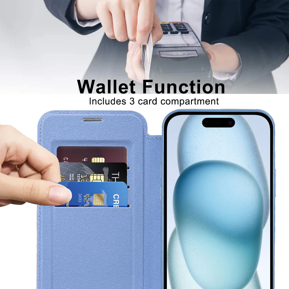 MagSafe Case for Apple iPhone 15, Techsuit, SmartMag Book, Blue - Image 5