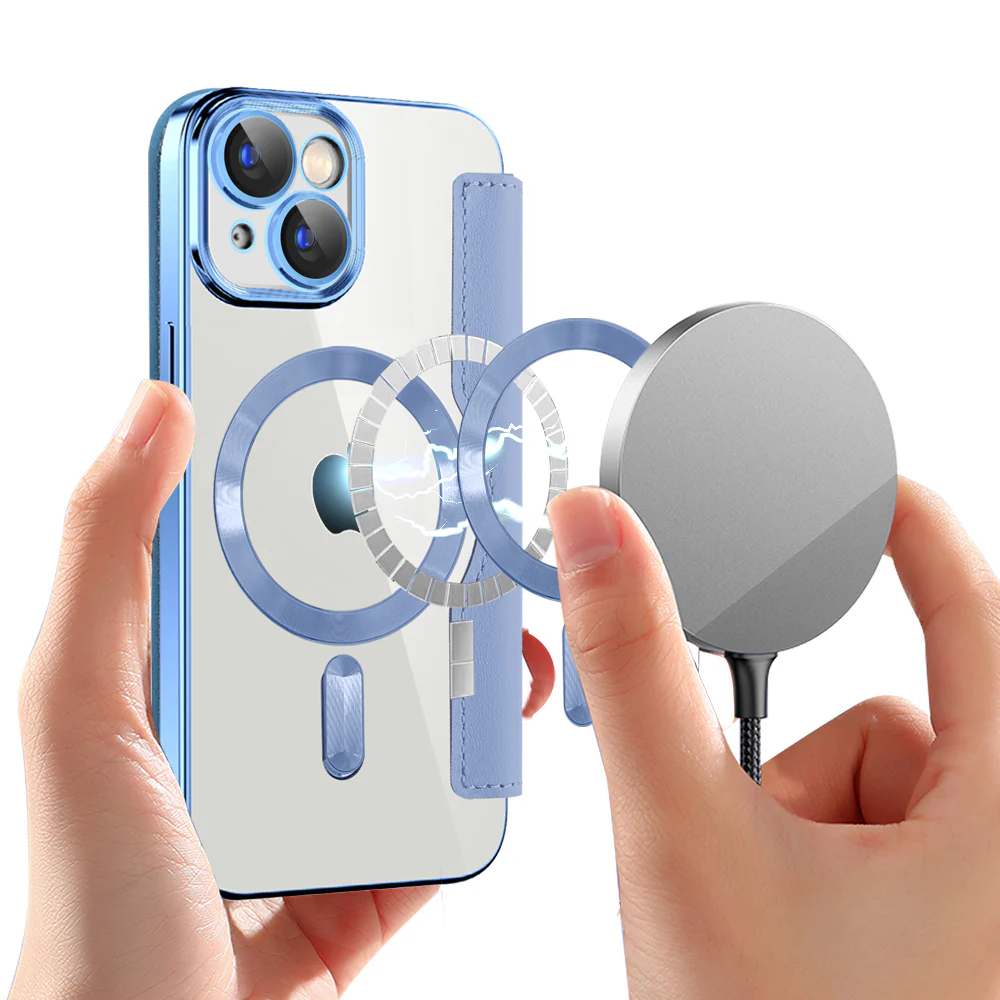 MagSafe Case for Apple iPhone 15, Techsuit, SmartMag Book, Blue - Image 6
