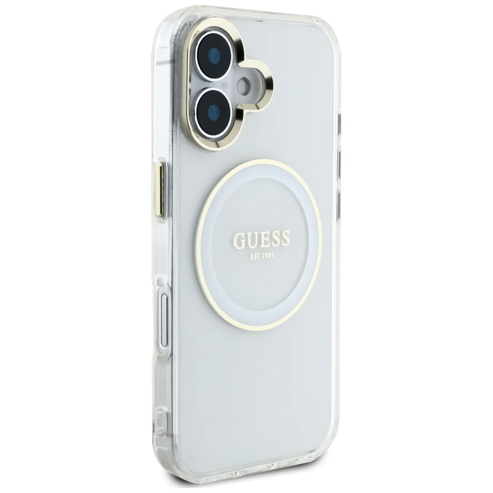 MagSafe Case for Apple iPhone 16, Guess, IML Metal Colored Circle, White - Image 2